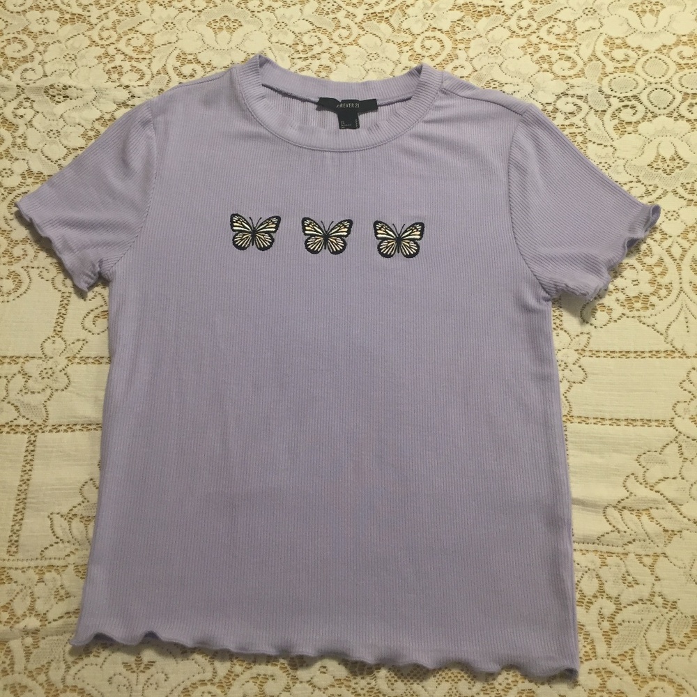 Embroidered butterfly shirt